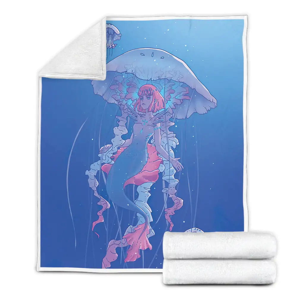 The Wild Animal  The Jellyfish Mermaid Fleece Blanket Gift For Wife Husband Besties