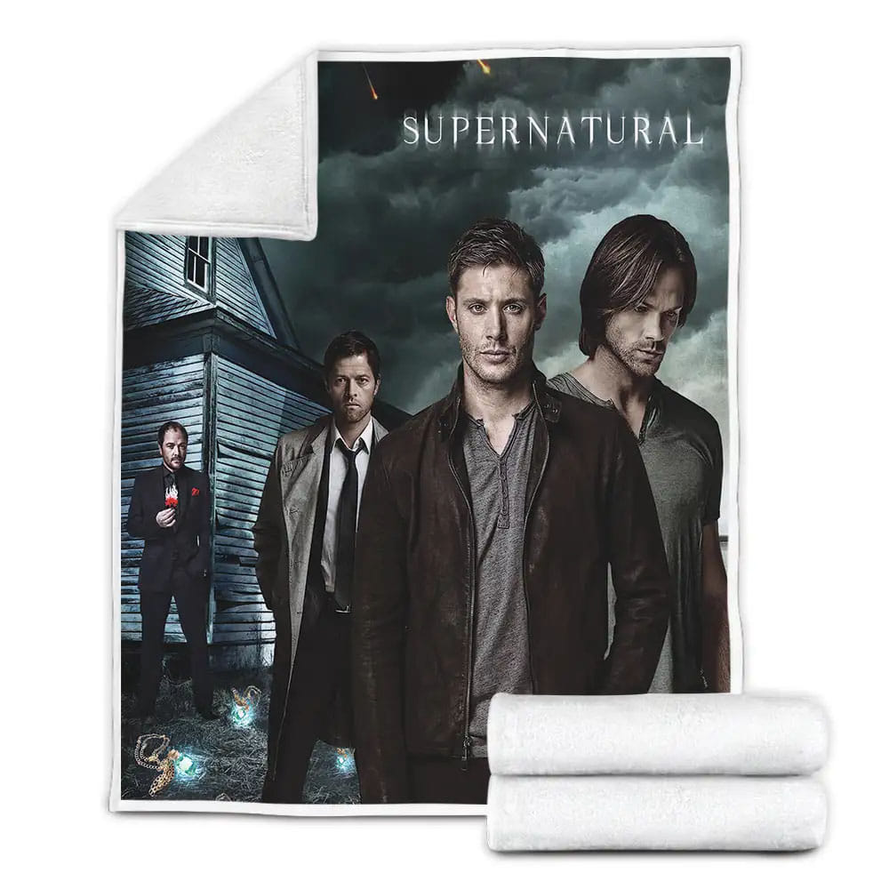 Supernatural Season 9 Characters Poster Fleece Blanket Gift For Wife Husband Besties