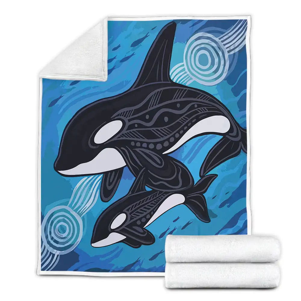 Orca In The Ocean Fleece Blanket Gift For Birthday Halloween Christmas Thanksgiving