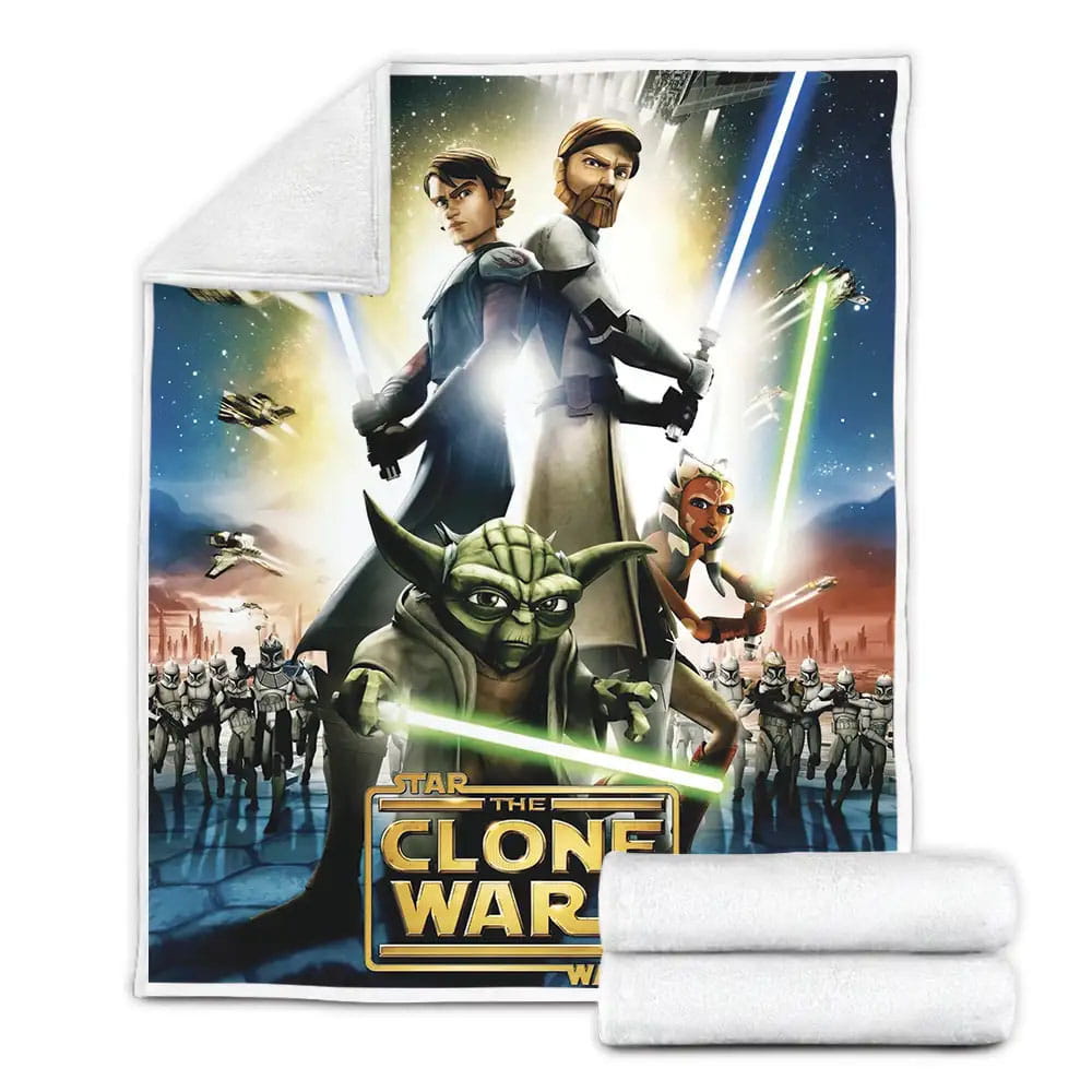 Star Wars The Clone Wars 2008-2020 Movie Poster Fleece Blanket Perfect 