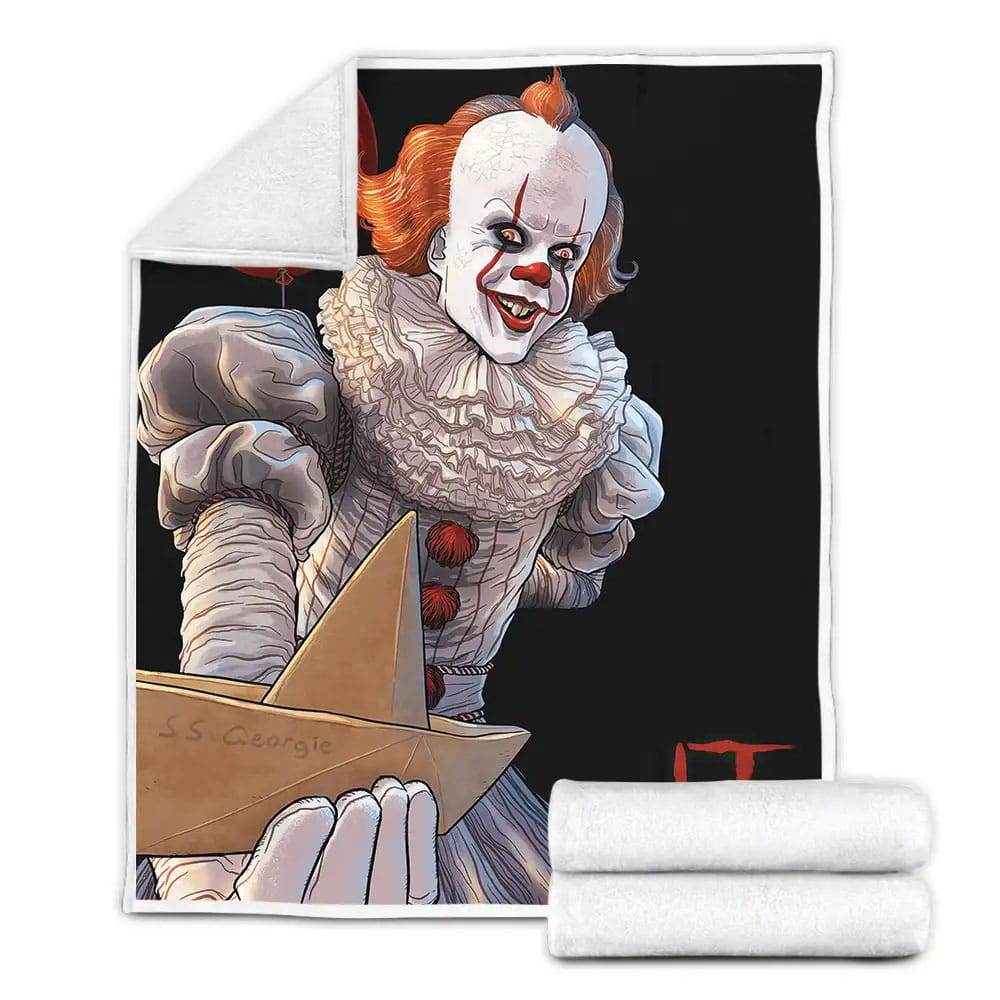 Pennywise From It Paper Boat Of Georgie Fleece Blanket Gift For Wife Husband Besties