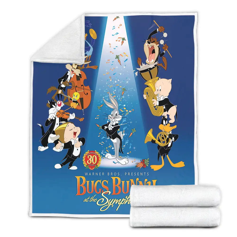 Looney Tunes Bugs Bunny At The Symphony Fleece Blanket Gift For Wife Husband Besties