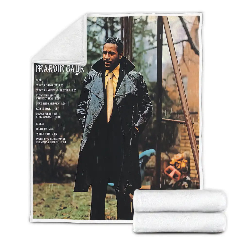 Marvin Gaye Whats Going On Album Cover Fleece Blanket Gift For Wife Husband Besties