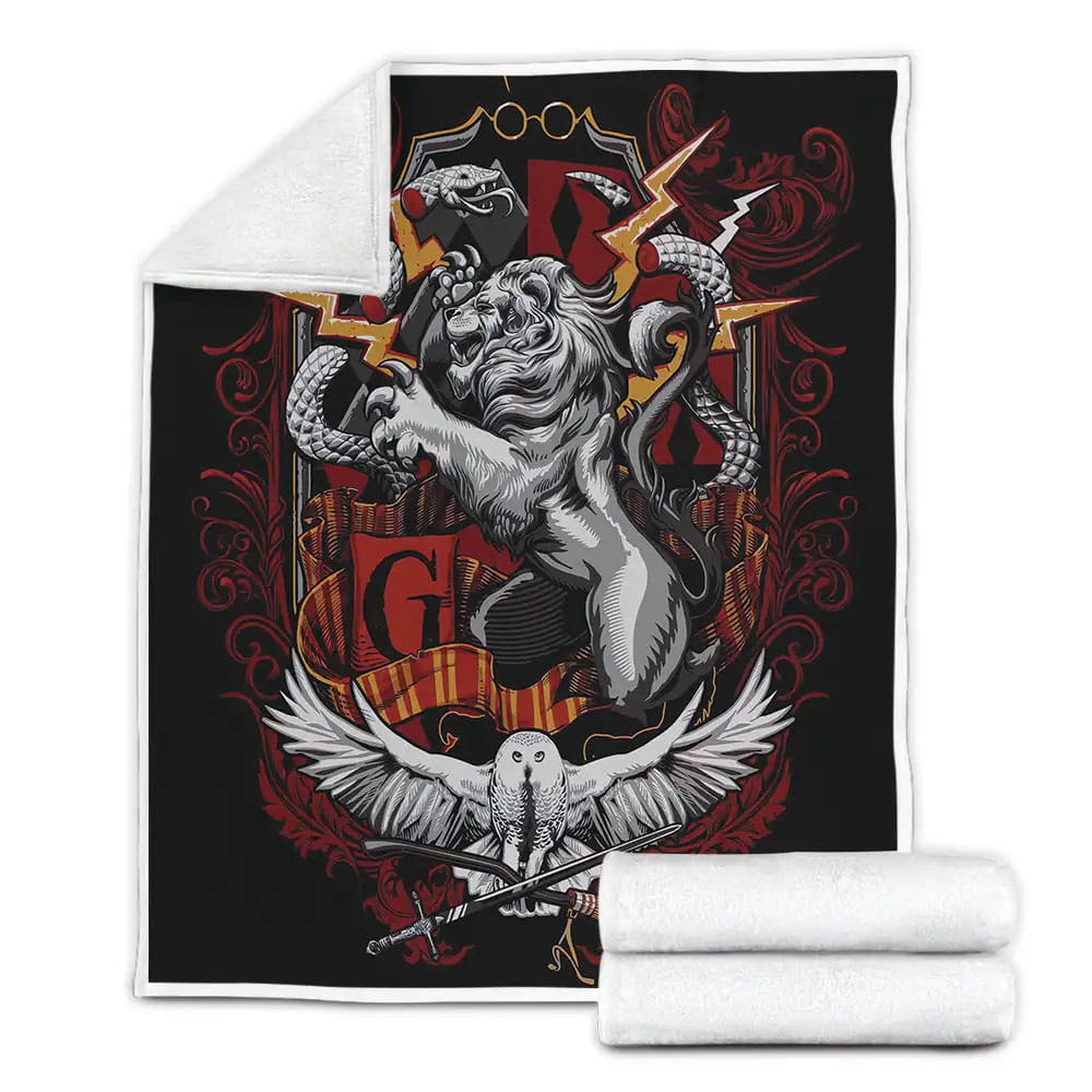 Symbol Of Gryffindor House The Lion Illustrations Fleece Blanket Perfect 