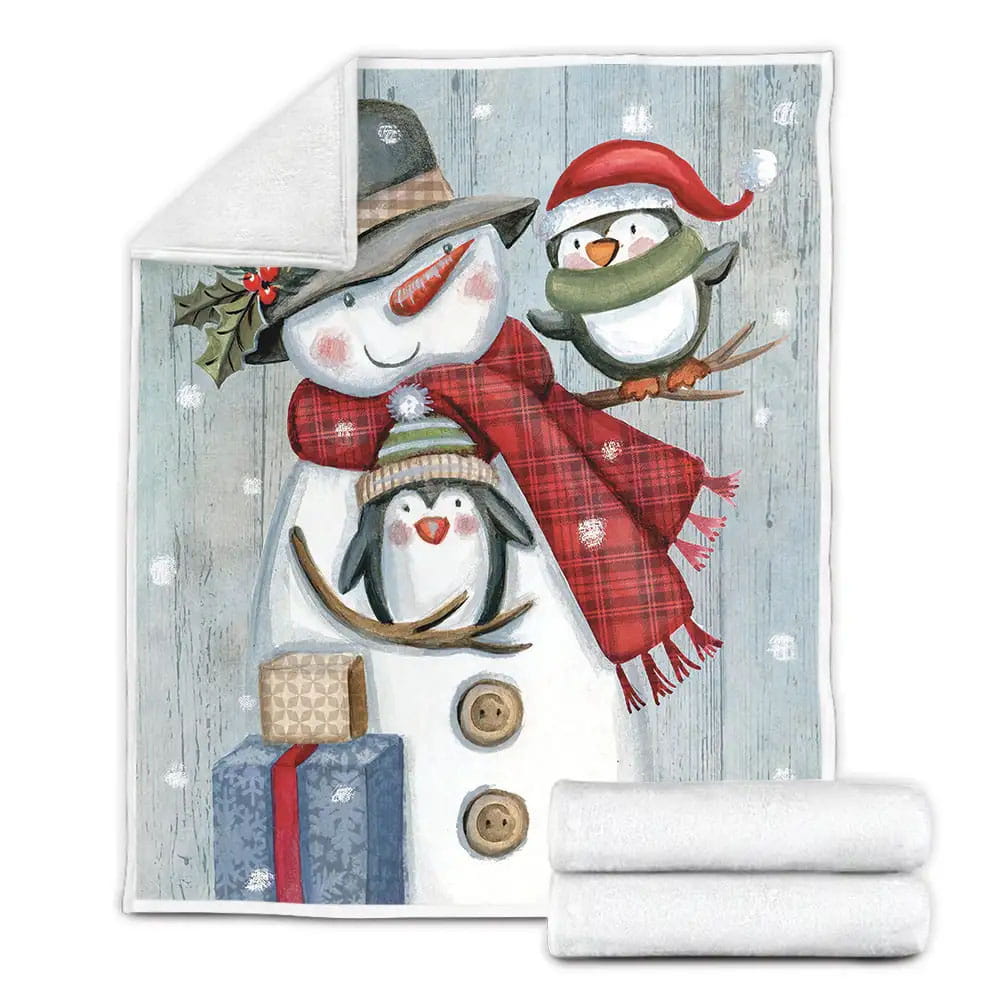 Snowman Christmas Fleece Blanket Gift For Birthday Halloween Christmas Thanksgiving