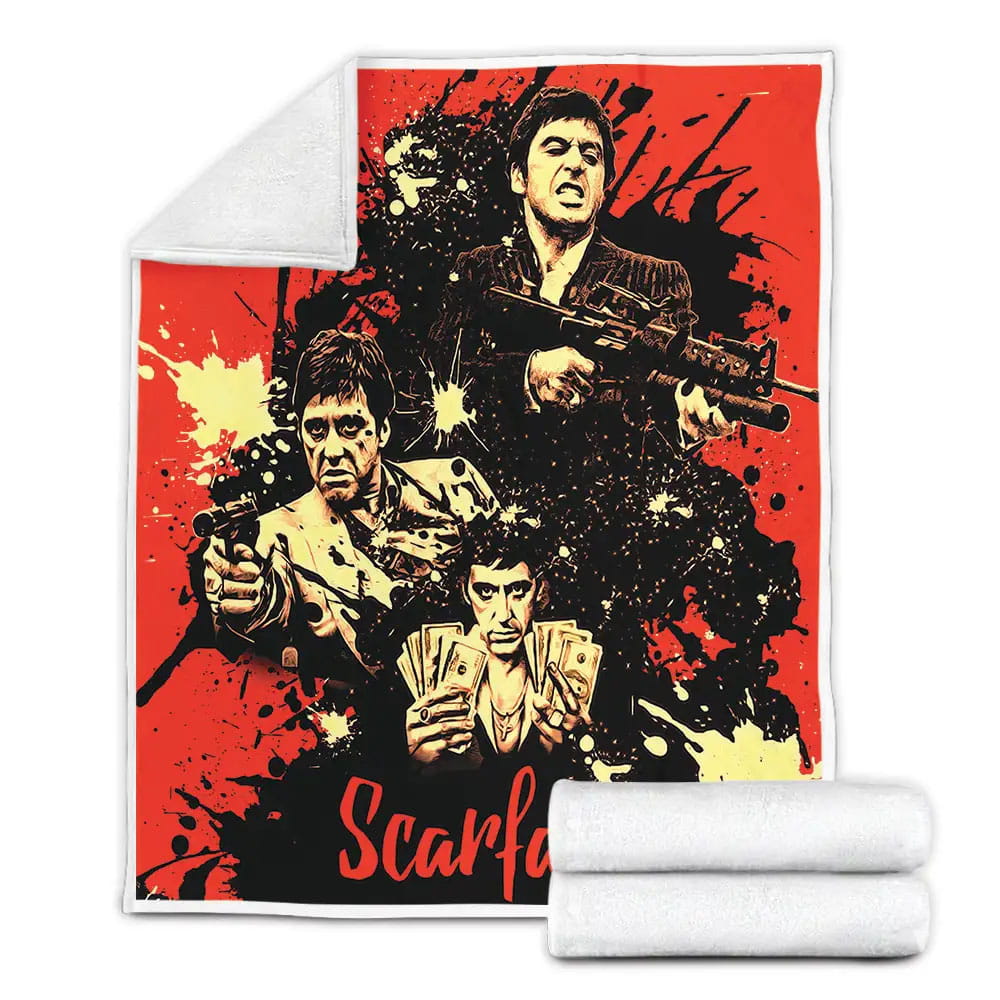 Scarface Tony Montana In Alternative Movie Poster Fleece Blanket Perfect 