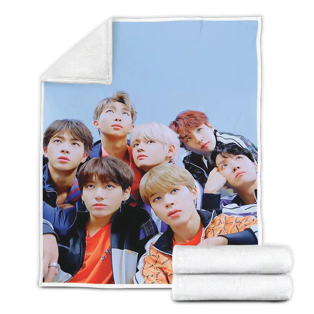 BTS Kpop Boygroup Fleece Blanket Gift For Birthday Halloween Christmas Thanksgiving