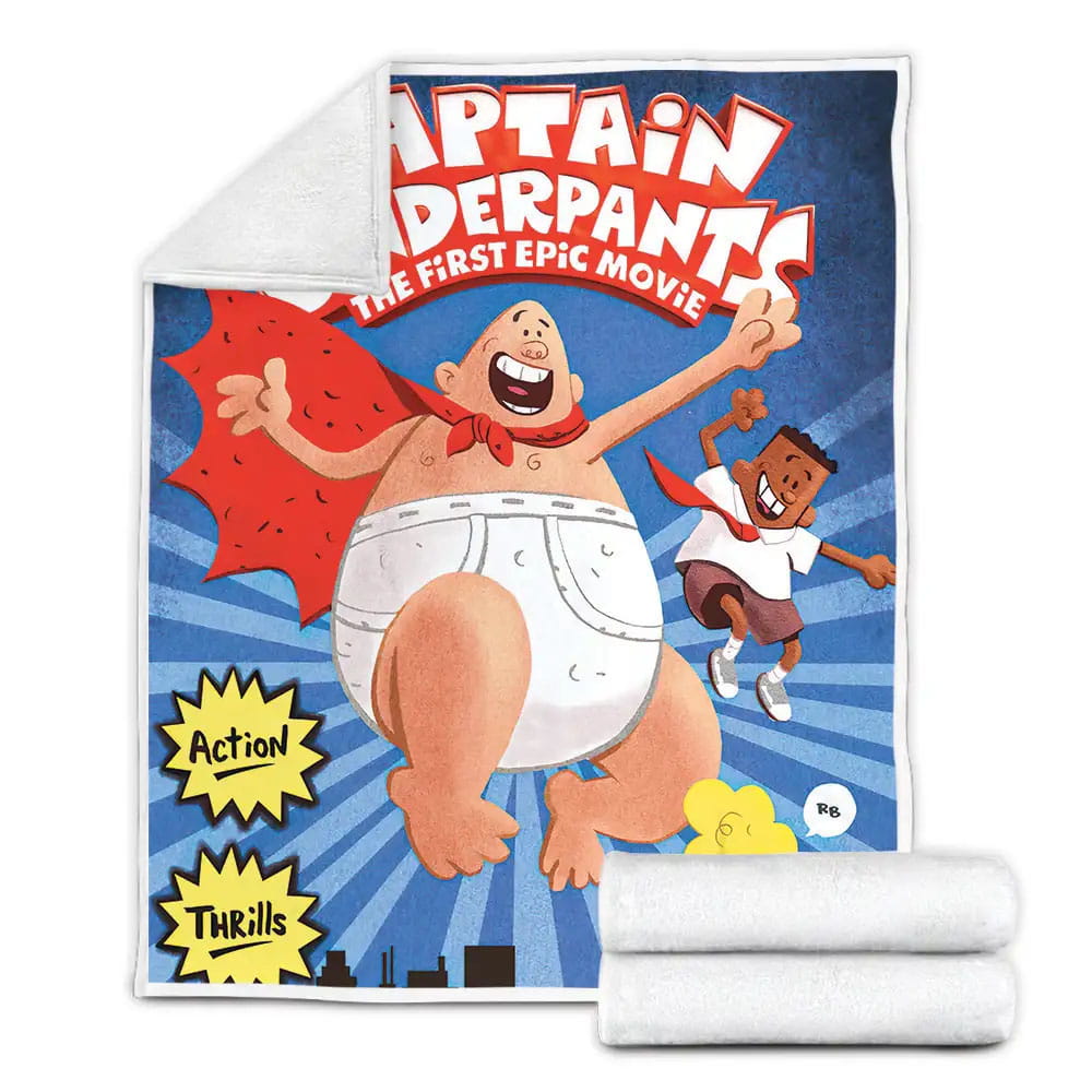 Captain Underpants Comic Fleece Blanket Gift For Christmas Thanksgiving Halloween