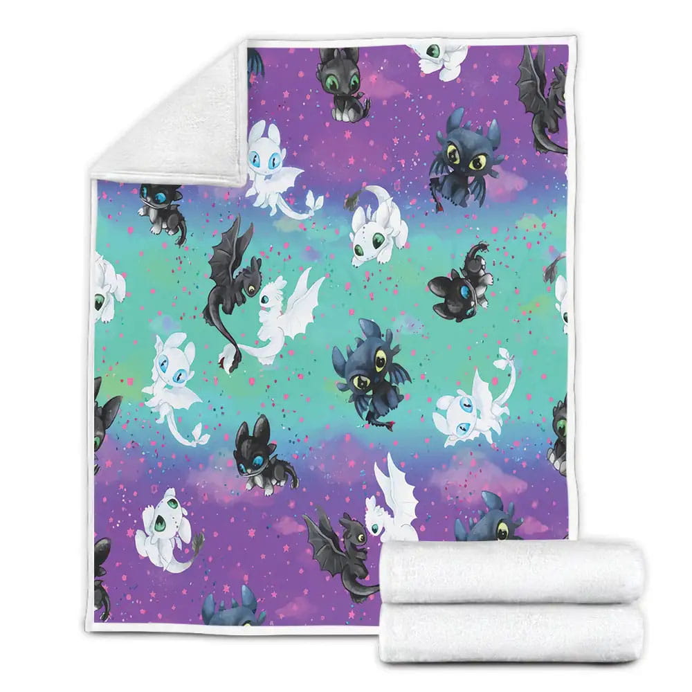 How To Train Your Dragon Toothless And Light Fury Fleece Blanket Perfect 