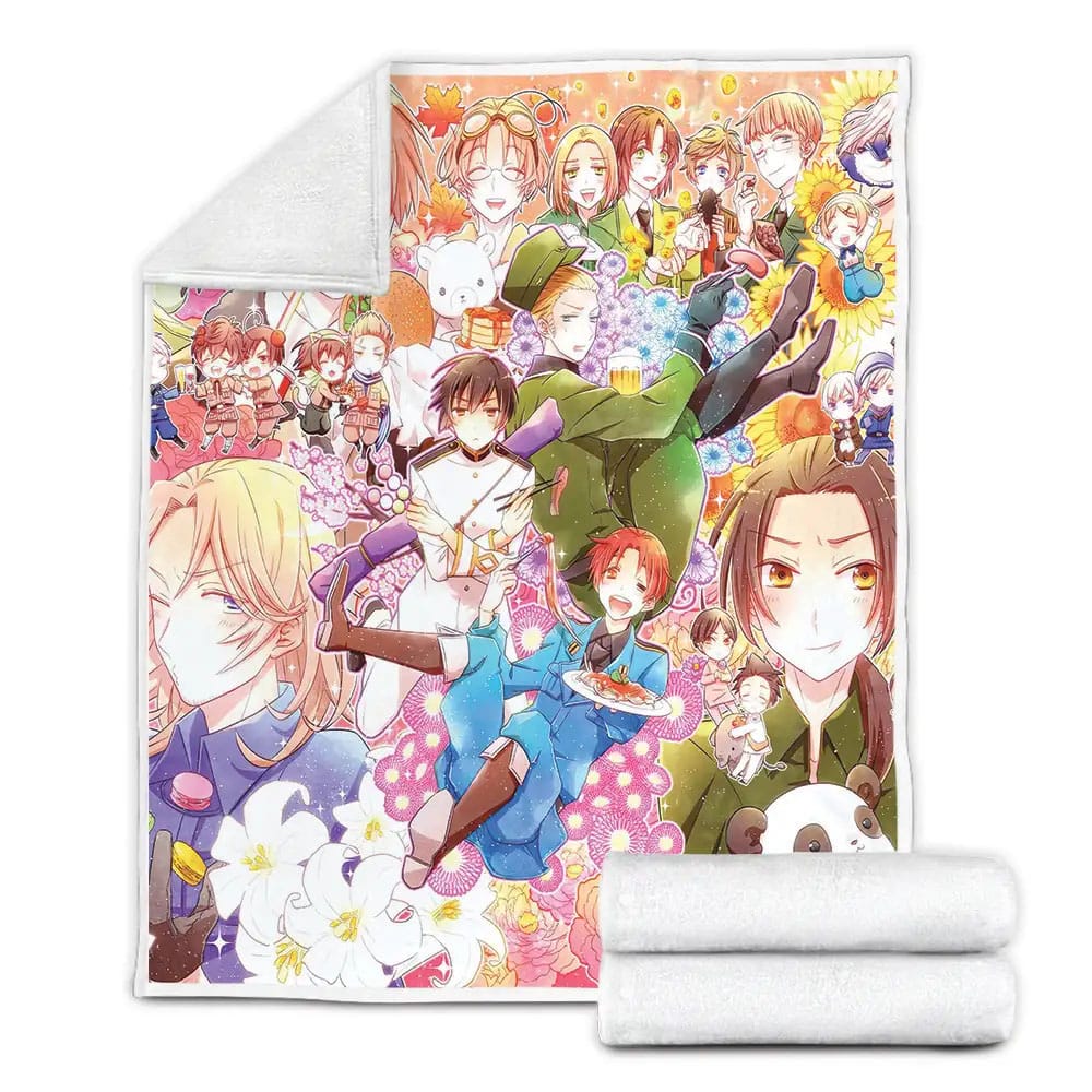 Hetalia Characters Chibi Fleece Blanket Gift For Christmas Thanksgiving Halloween