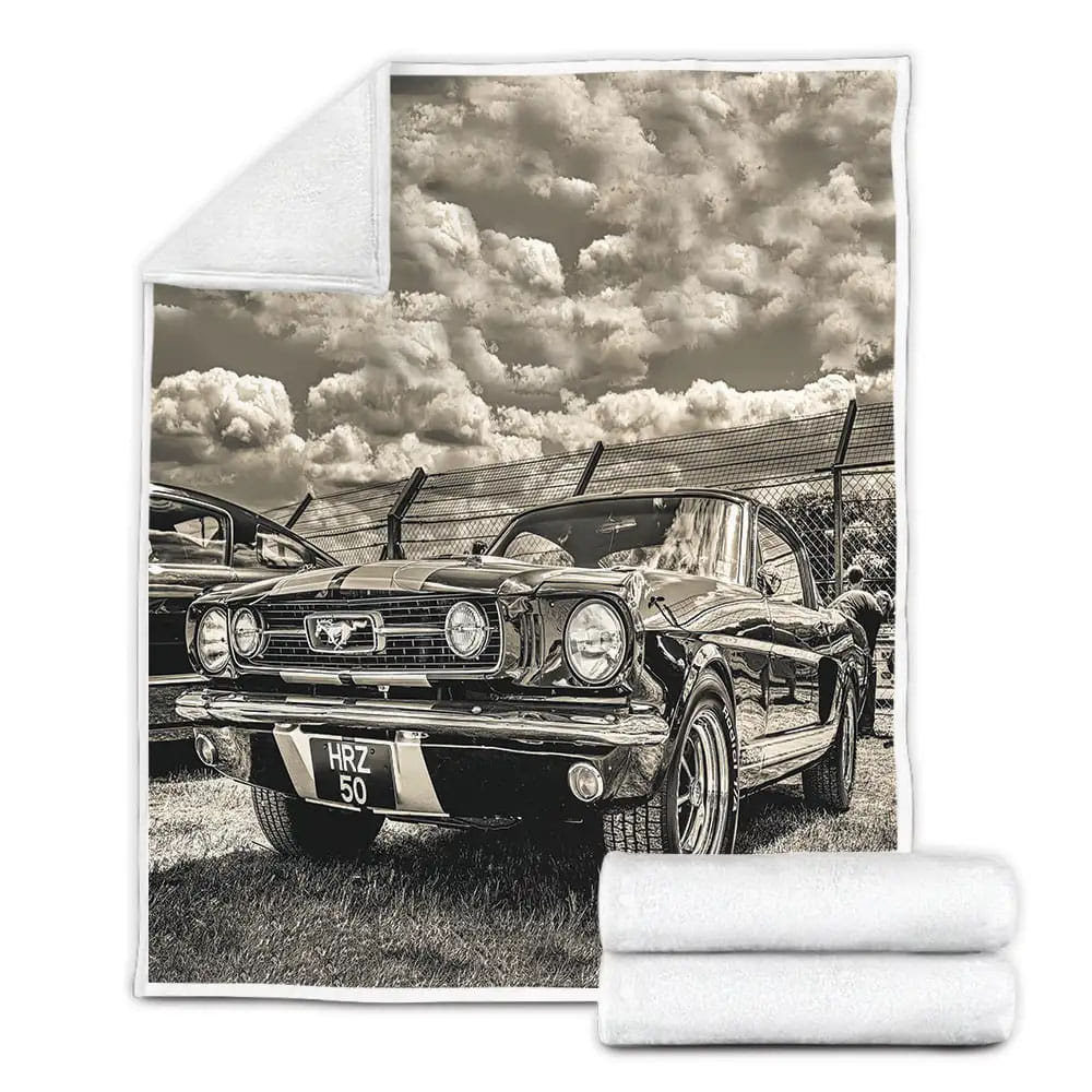 Ford Mustang 1965 Fleece Blanket Gift For Birthday Halloween Christmas Thanksgiving
