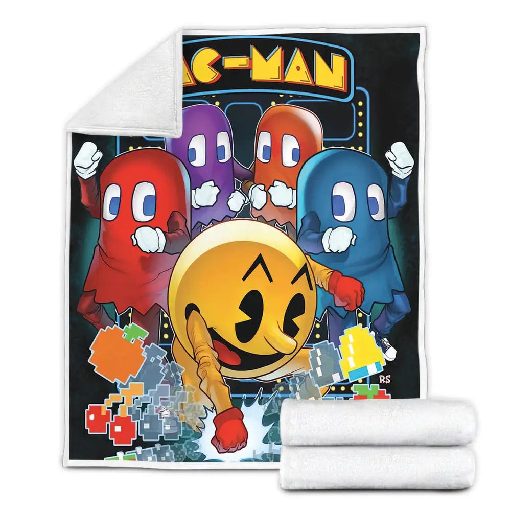 Pac-Man And The Four Colored Ghosts In Cartoon Art Fleece Blanket Perfect 