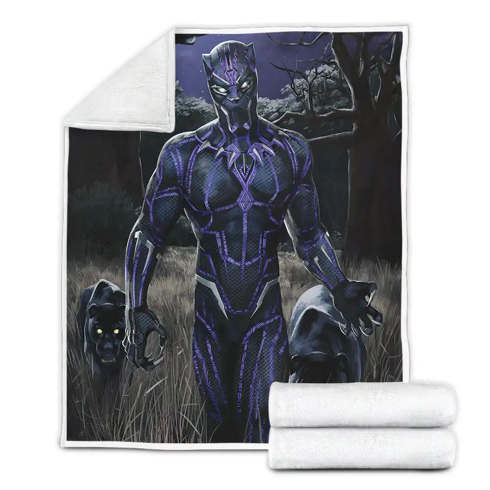 Black Panther And Panthers Fleece Blanket Gift For Christmas Thanksgiving Halloween