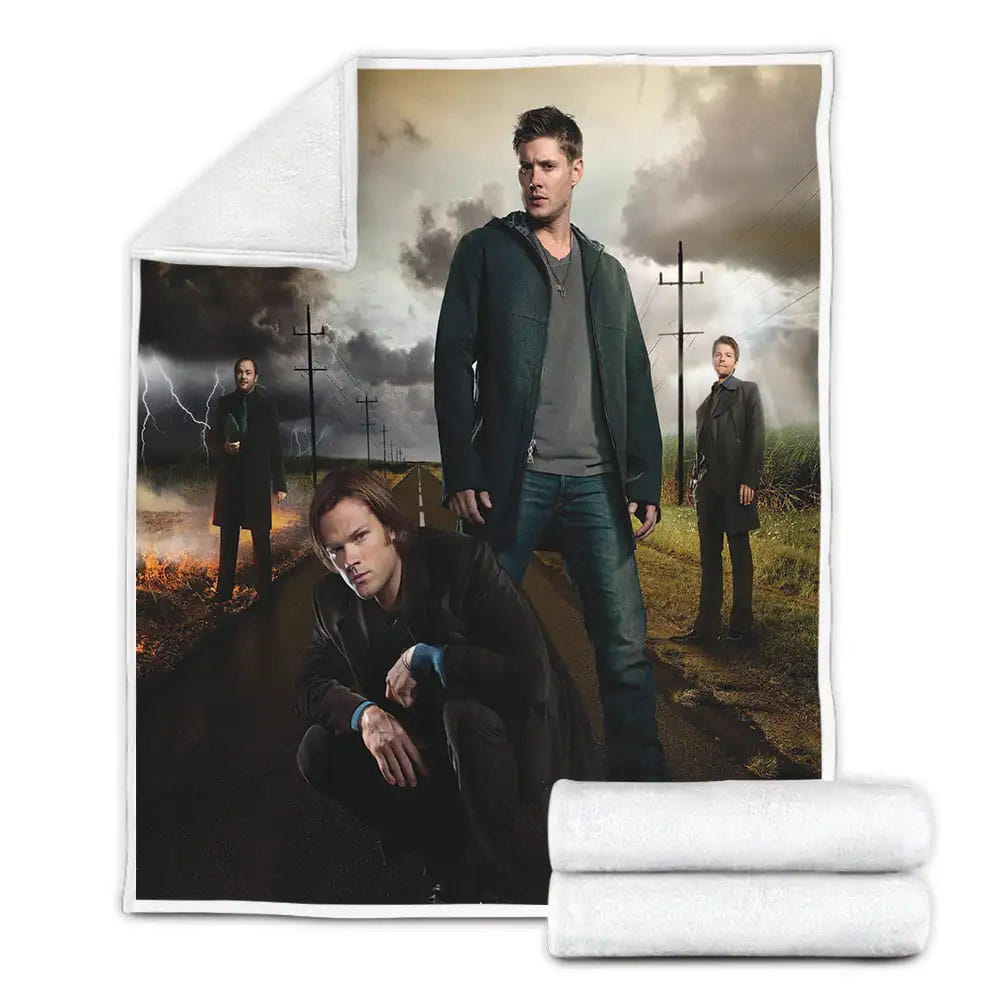 Supernatural Promo Poster Fleece Blanket Gift For Christmas Thanksgiving Halloween