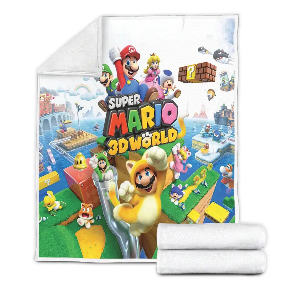 Super Mario Bros 3D World Fleece Blanket Gift For Christmas Thanksgiving Halloween
