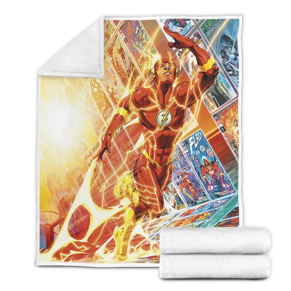 The Flash Running Through Flash Comic Book Coverss Fleece Blanket Perfect 