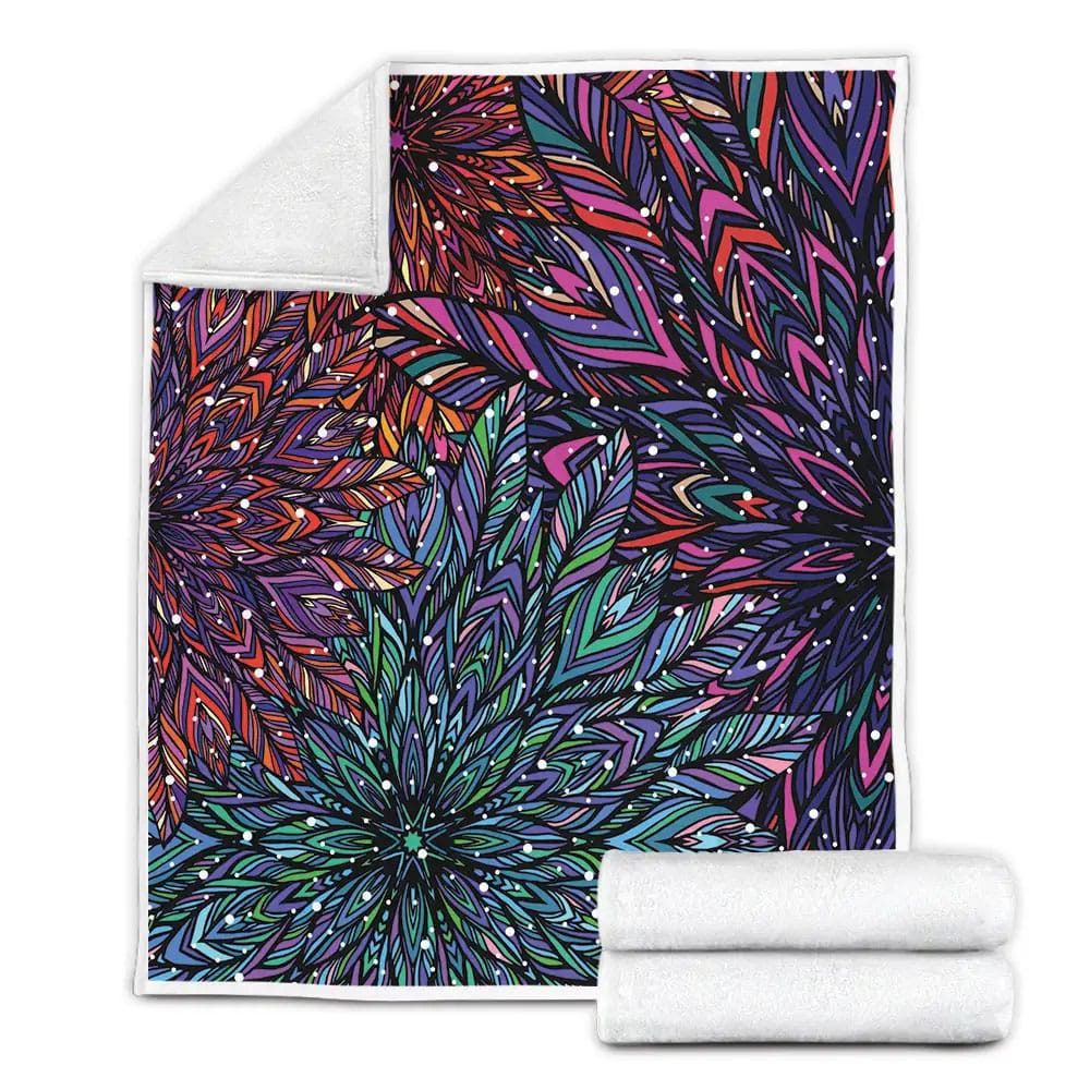 Psychedelic Flower Fleece Blanket Gift For Birthday Halloween Christmas Thanksgiving