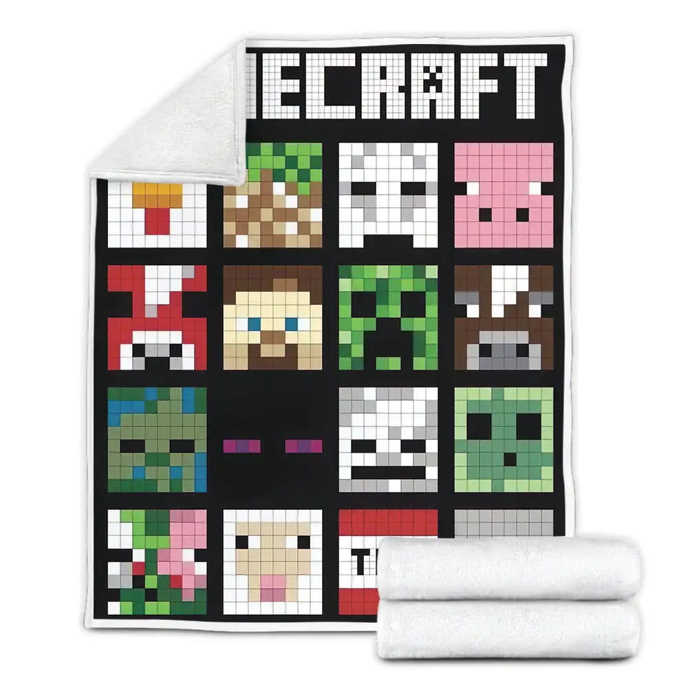 Minecraft In 2d Cubes Art Fleece Blanket Gift For Christmas Thanksgiving Halloween