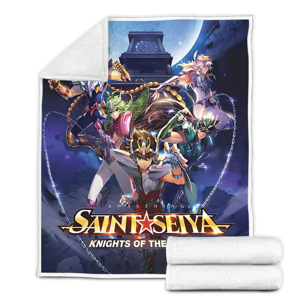 Saint Seiya Knights Of The Zodiac Poster Fleece Blanket Gift For Wife Husband Besties