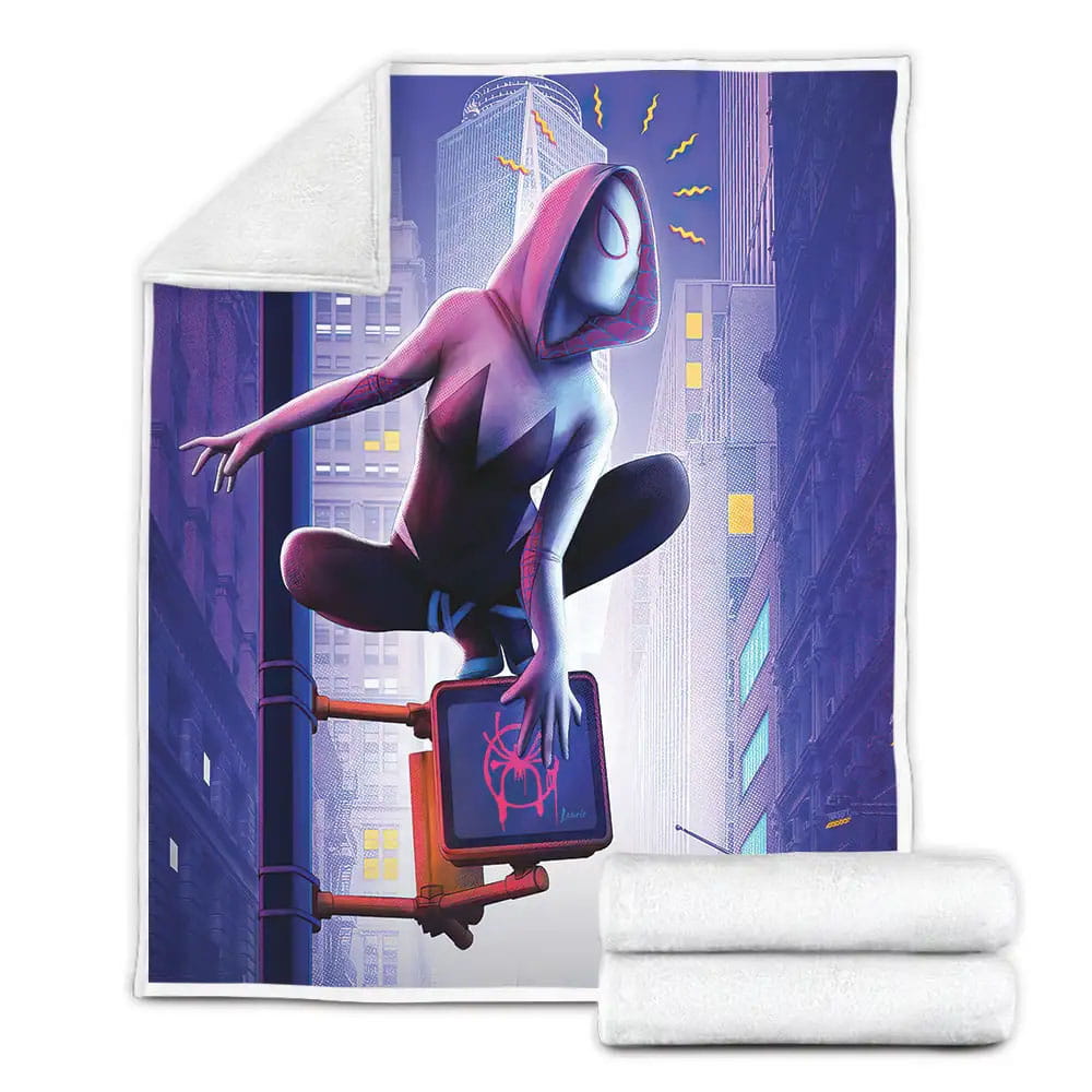 Spider-Gwen From Into The Spider Verse Digital Art Fleece Blanket Perfect 