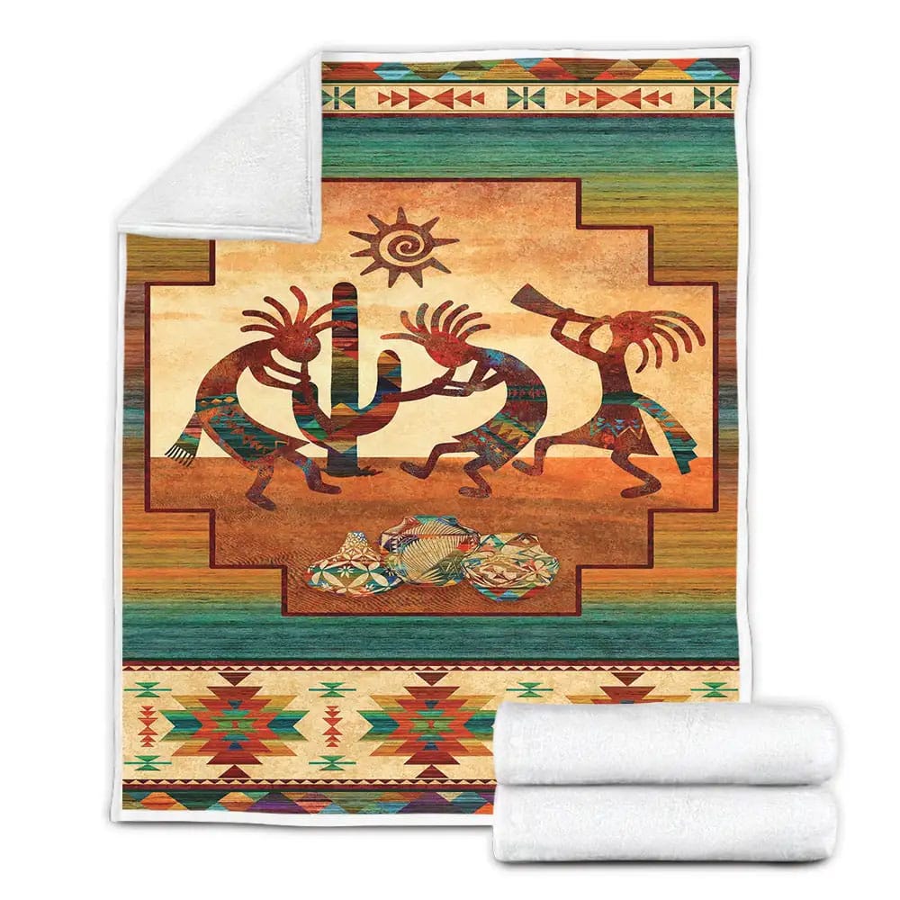 Native American Kokopelli Fleece Blanket Gift For Christmas Thanksgiving Halloween