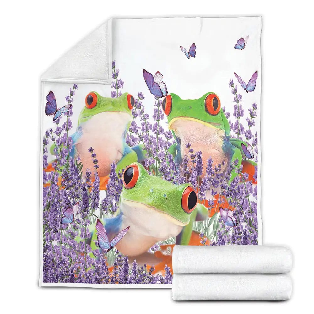 Lovely Frogs And Lavender Fleece Blanket Gift For Christmas Thanksgiving Halloween