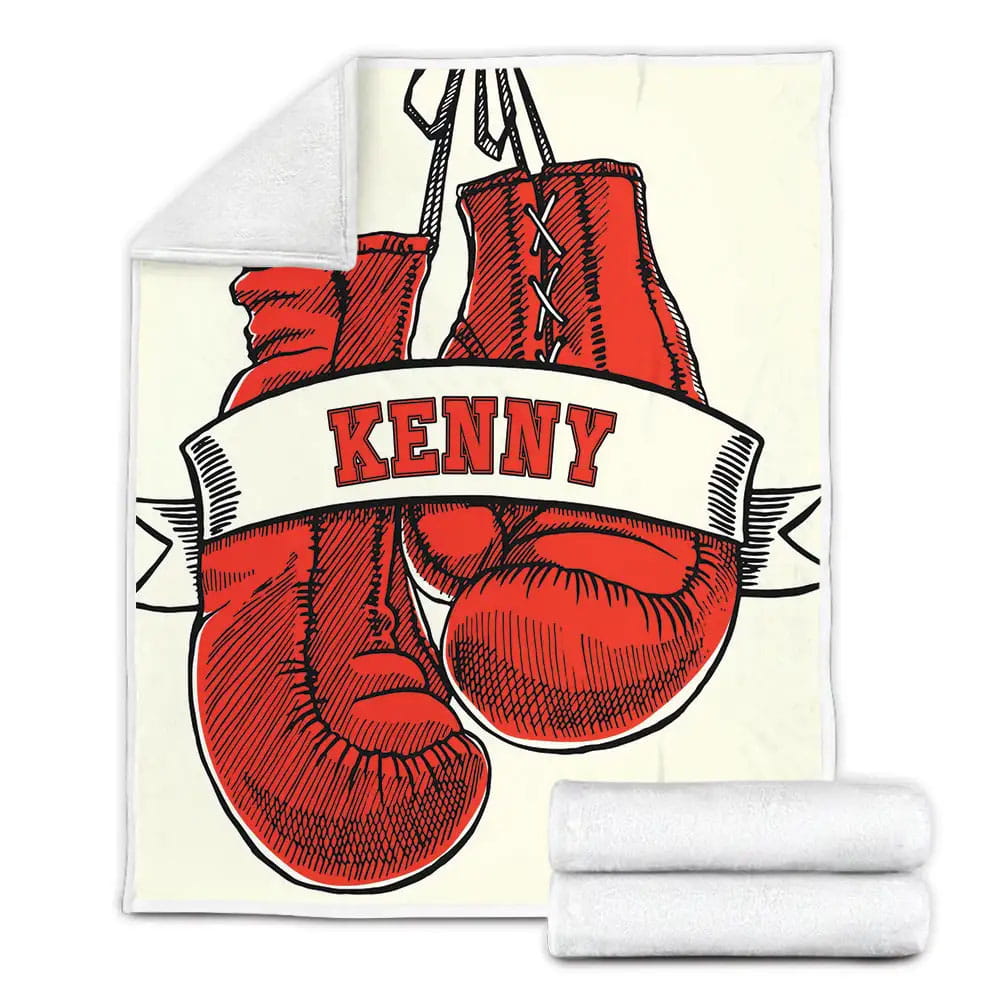 Red Boxing Gloves Drawing Fleece Blanket Gift For Christmas Thanksgiving Halloween