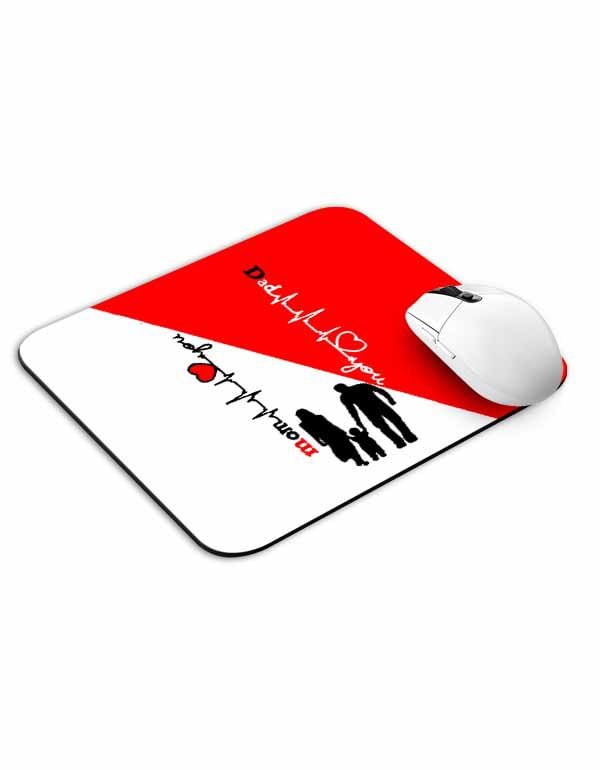 Allleftout Mom Dad Heartbeat Red Mouse Pad