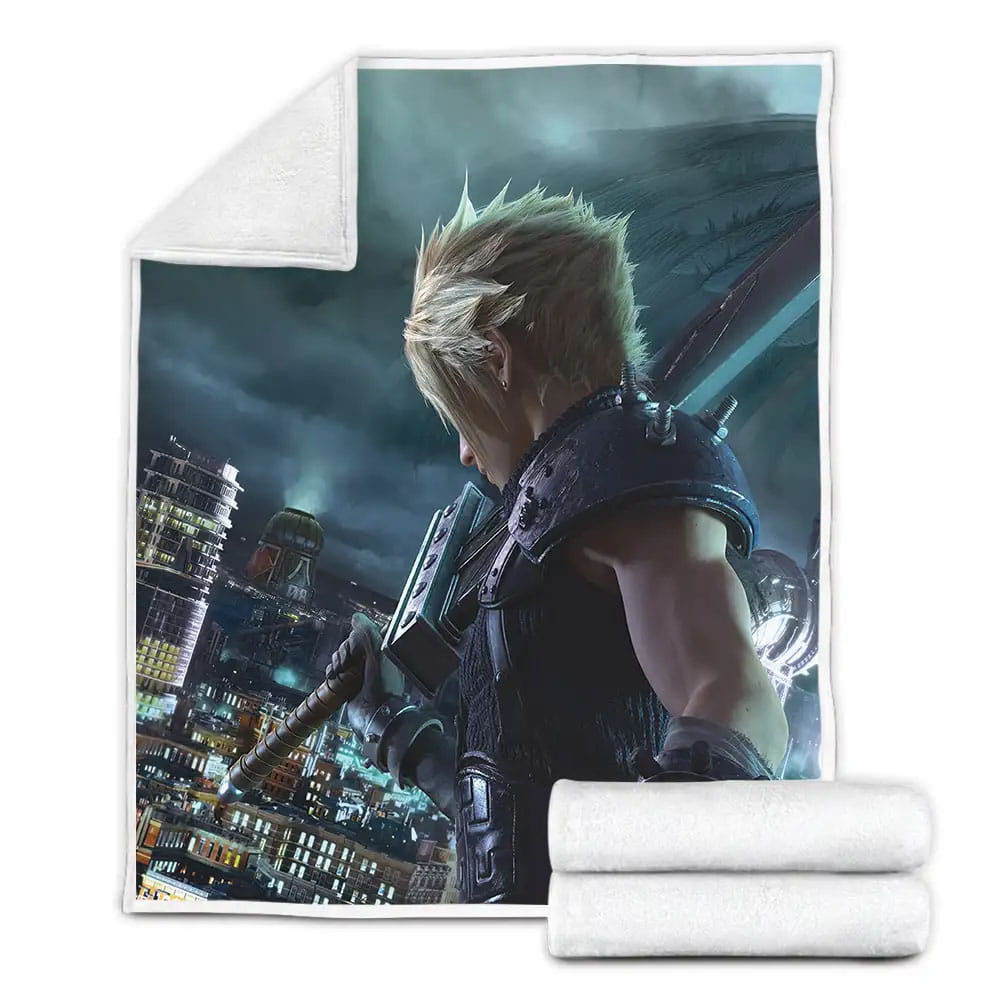 Final Fantasy Cloud Strife And Big Sword Fleece Blanket Gift For Wife Husband Besties