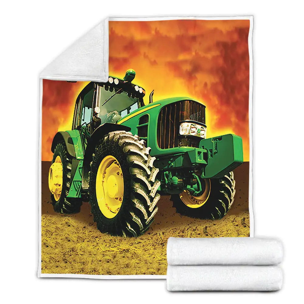 Farmer Tractor John Deere Fleece Blanket Gift For Christmas Thanksgiving Halloween