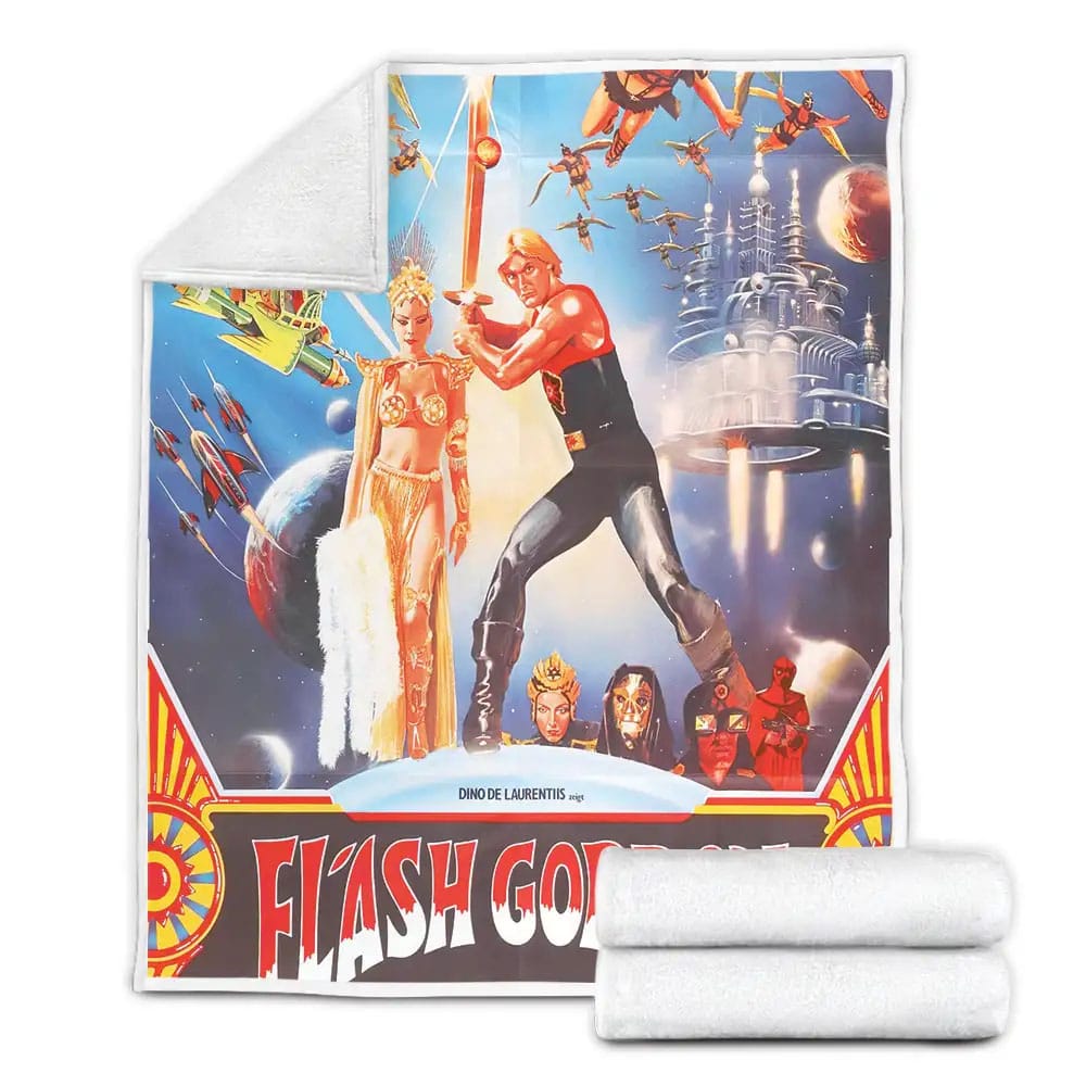 Flash Gordon Movie Poster Fleece Blanket Gift For Christmas Thanksgiving Halloween
