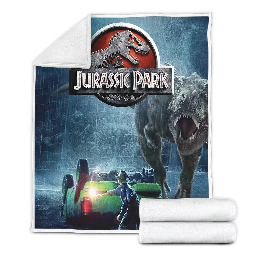 Jurassic Park T-Rex Hunting Illustration Fleece Blanket Gift For Wife Husband Besties