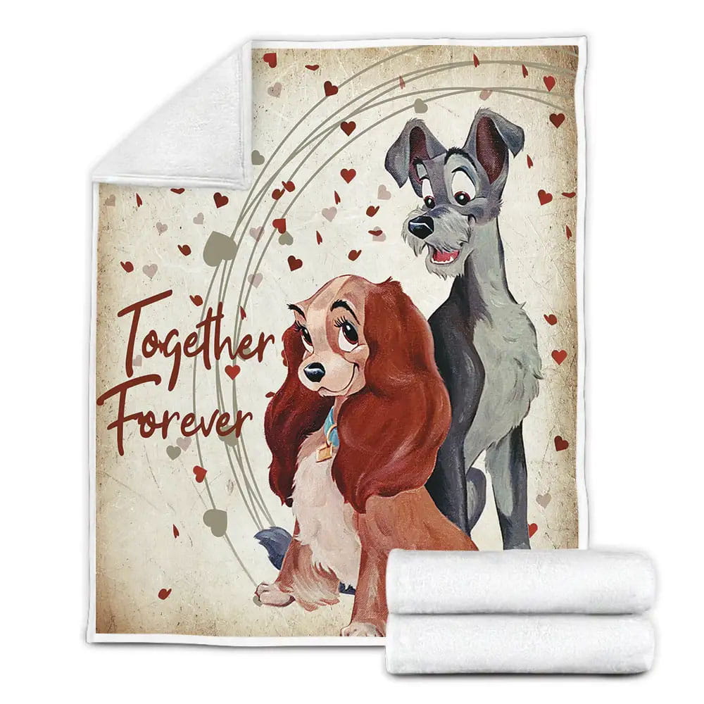 Lady And The Tramp Couple Fleece Blanket Gift For Christmas Thanksgiving Halloween