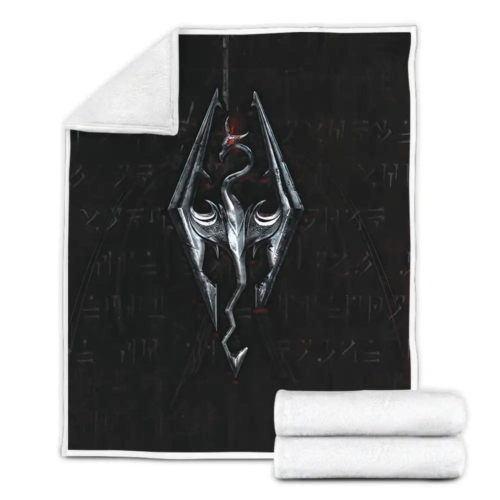 Elder Scrolls Skyrim Logo Fleece Blanket Gift For Christmas Thanksgiving Halloween