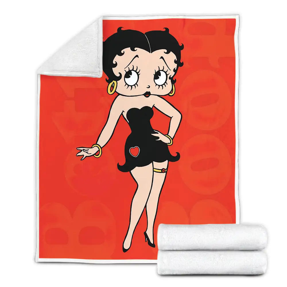Betty Boop In Black Dress Fleece Blanket Gift For Christmas Thanksgiving Halloween