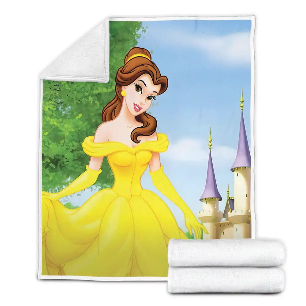 Disney Princess Belle Outside The Castle Fleece Blanket Gift For Wife Husband Besties