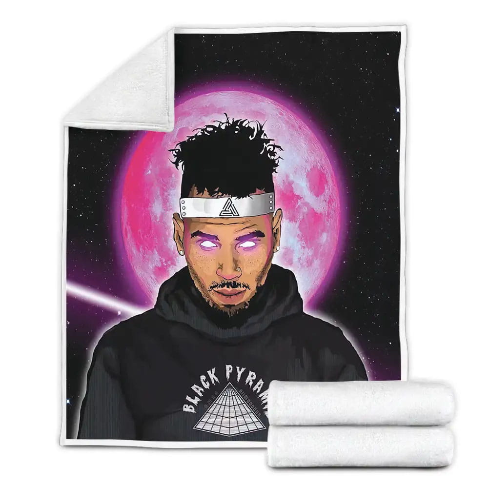 Chris Brown Wearing Place Skateboards Headband Art Fleece Blanket Perfect 