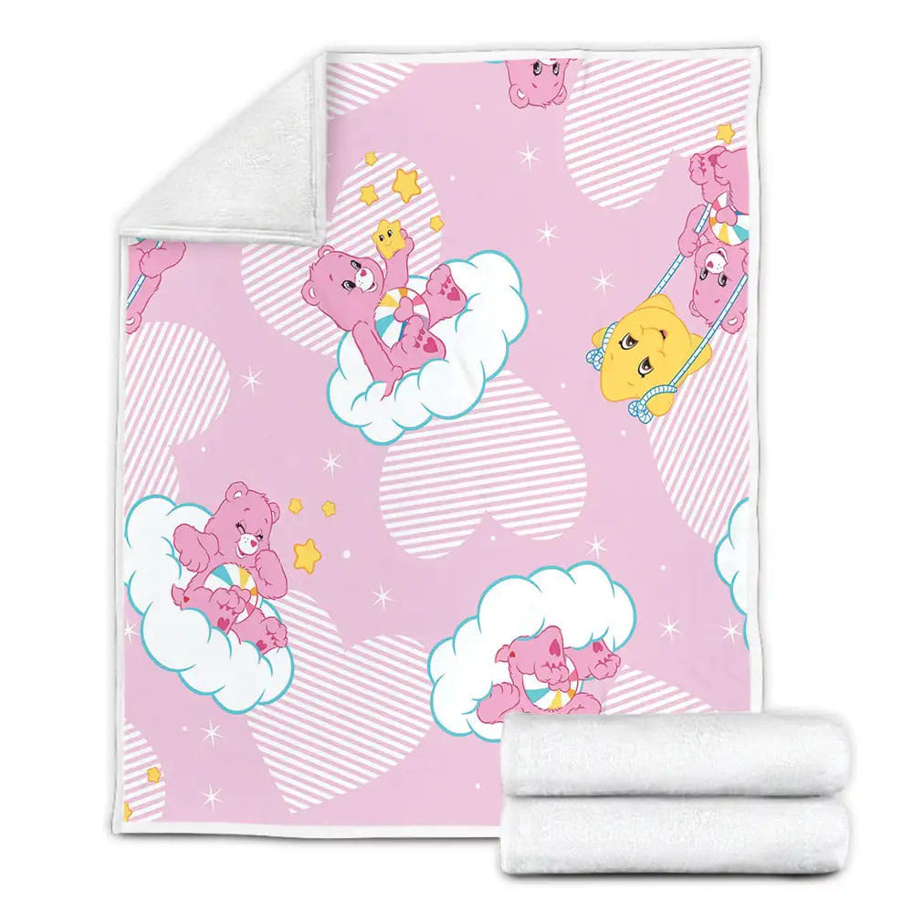 Care Bears Hopeful Heart Bear With Stars Fleece Blanket Gift For Wife Husband Besties