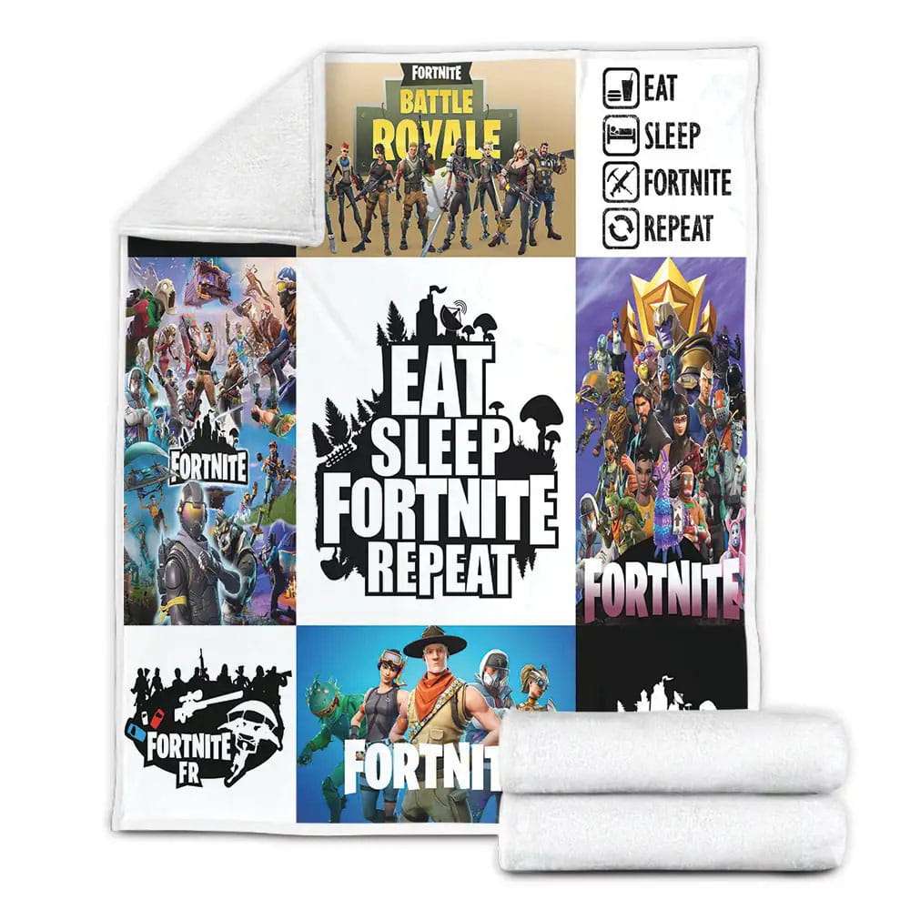 Eat Sleep Fortnite Repeat Fleece Blanket Gift For Christmas Thanksgiving Halloween