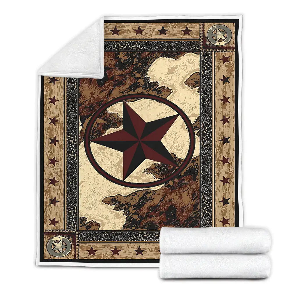 Cowboy Star Symbol Fleece Blanket Gift For Birthday Halloween Christmas Thanksgiving