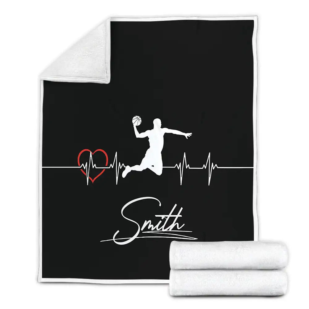 Petmytshirt Basketball Heart Beat Player Fleece Blanket Gift For Wife Husband Besties