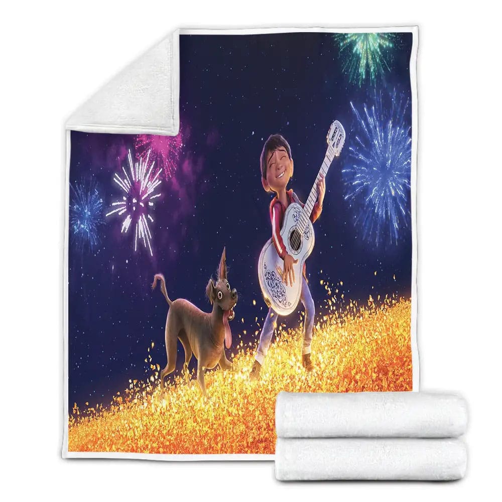 Disney Coco Playing Guitar Fleece Blanket Gift For Christmas Thanksgiving Halloween