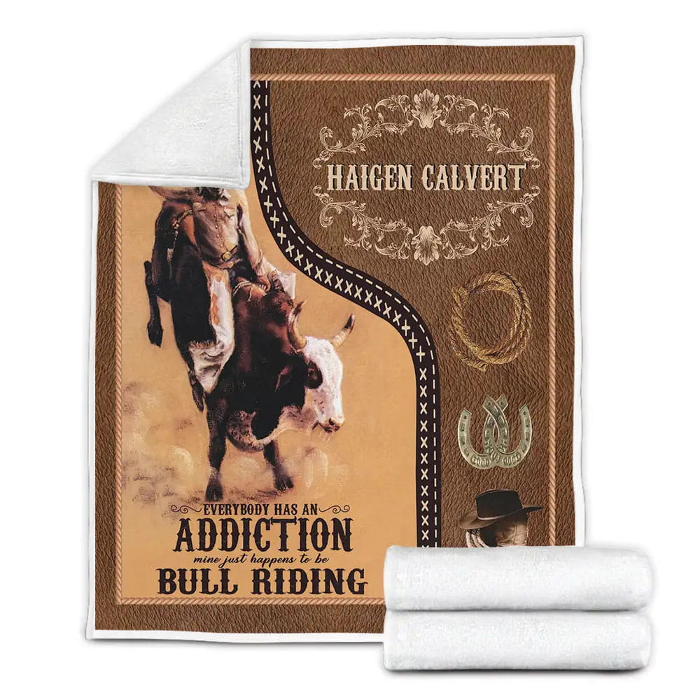 Petmytshirt Custom Name Addiction Bull Riding Rope Fleece Blanket Perfect 
