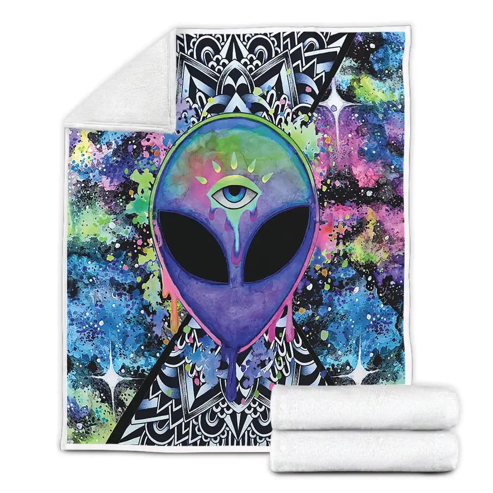 Trippy Alien By Brizbazaar Fleece Blanket Gift For Christmas Thanksgiving Halloween