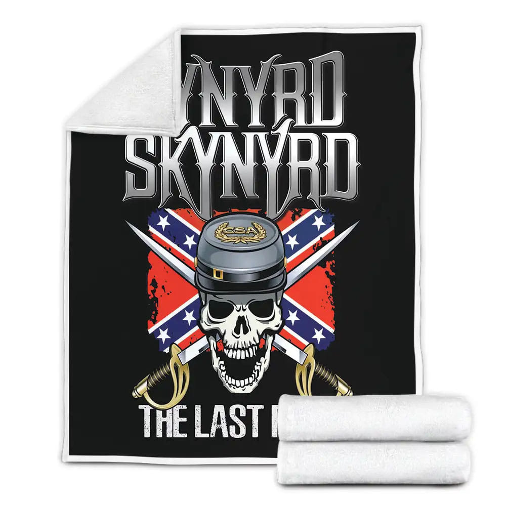 Lynyrd Skynyrd The Last Rebel Skull With The Swords Fleece Blanket Perfect 