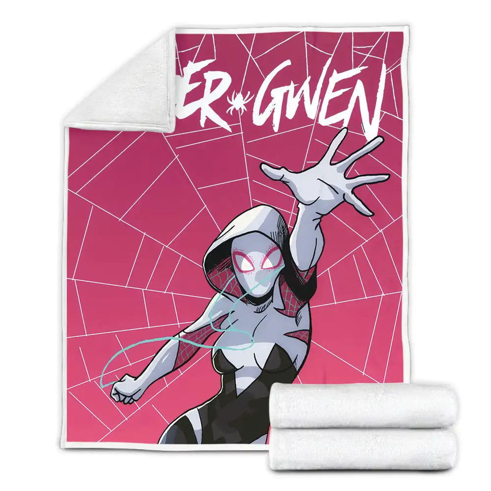 Spider-Gwen Web Background Fleece Blanket Gift For Christmas Thanksgiving Halloween