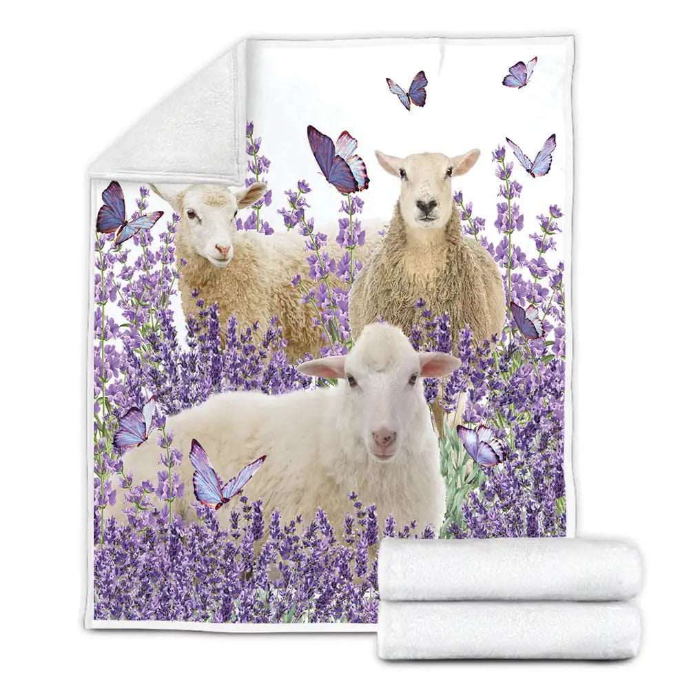 Sheep And Lavenders Fleece Blanket Gift For Birthday Halloween Christmas Thanksgiving
