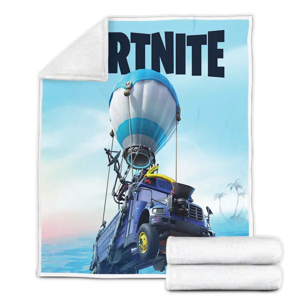 Fortnite Battle Bus Fleece Blanket Gift For Birthday Halloween Christmas Thanksgiving