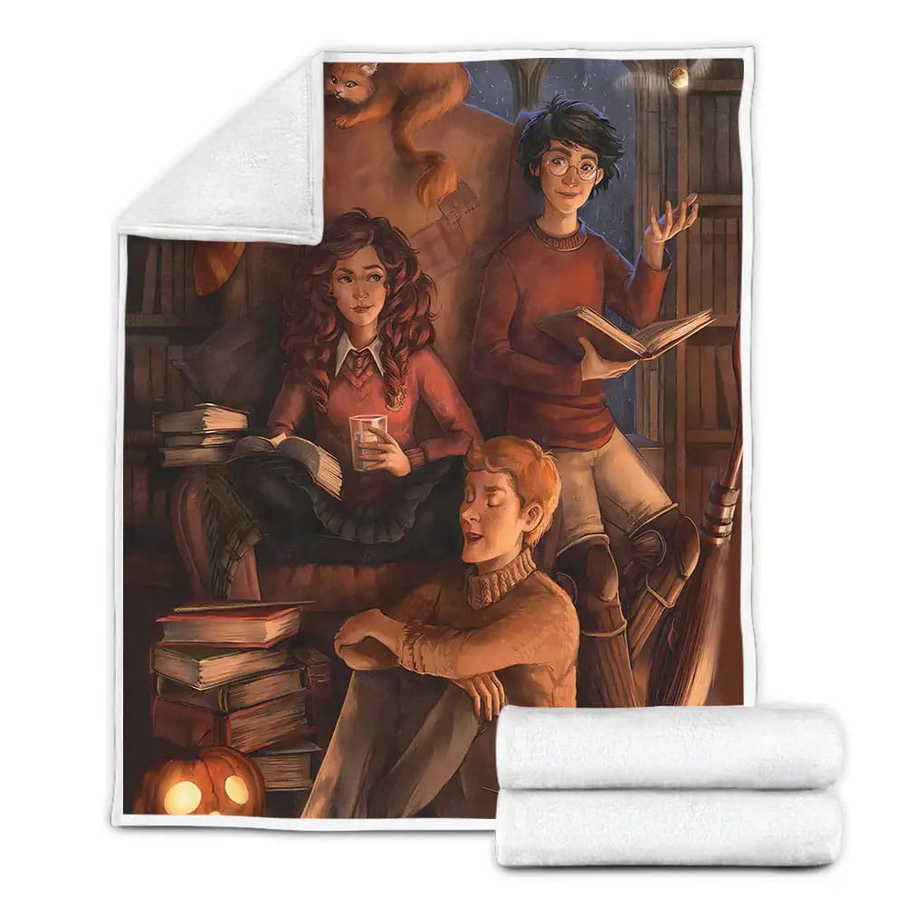 Harry Potter Ron And Hermione In Gryffindor Fleece Blanket Gift For Wife Husband Besties