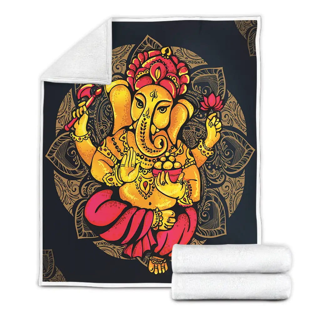 Hindu God Ganesh Chaturthi Fleece Blanket Gift For Christmas Thanksgiving Halloween